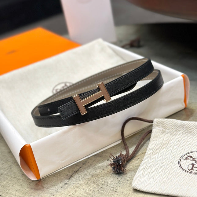 HM FOCUS BUCKLE & REVERSIBLE BLACK AND CAMEL BROWN LEATHER STRAP 13MM COPPER HARDWARE