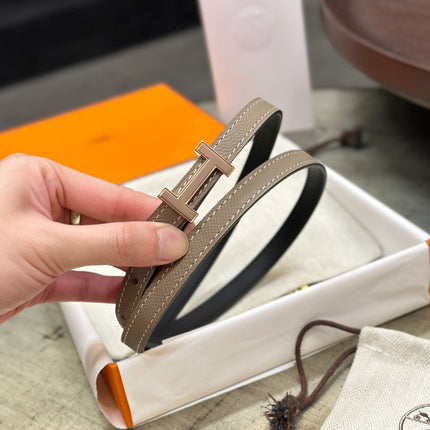 HM FOCUS BUCKLE & REVERSIBLE BLACK AND CAMEL BROWN LEATHER STRAP 13MM COPPER HARDWARE