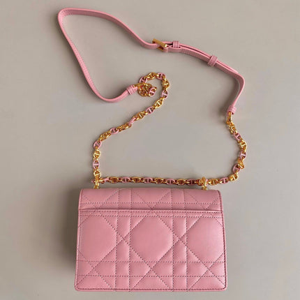 MISS CARO 17 CHAIN BAG IN HOT PINK LAMBSKIN