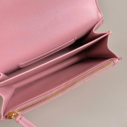 MISS CARO 17 CHAIN BAG IN HOT PINK LAMBSKIN