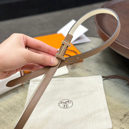HM FOCUS BUCKLE & REVERSIBLE PEANUT BROWN AND WHITE LEATHER STRAP 13MM COPPER HARDWARE