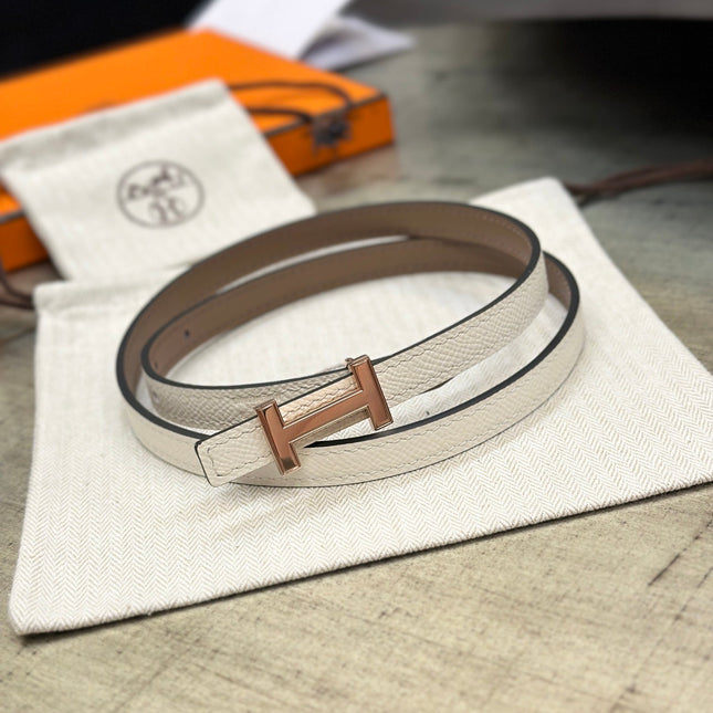 HM FOCUS BUCKLE & REVERSIBLE PEANUT BROWN AND WHITE LEATHER STRAP 13MM COPPER HARDWARE