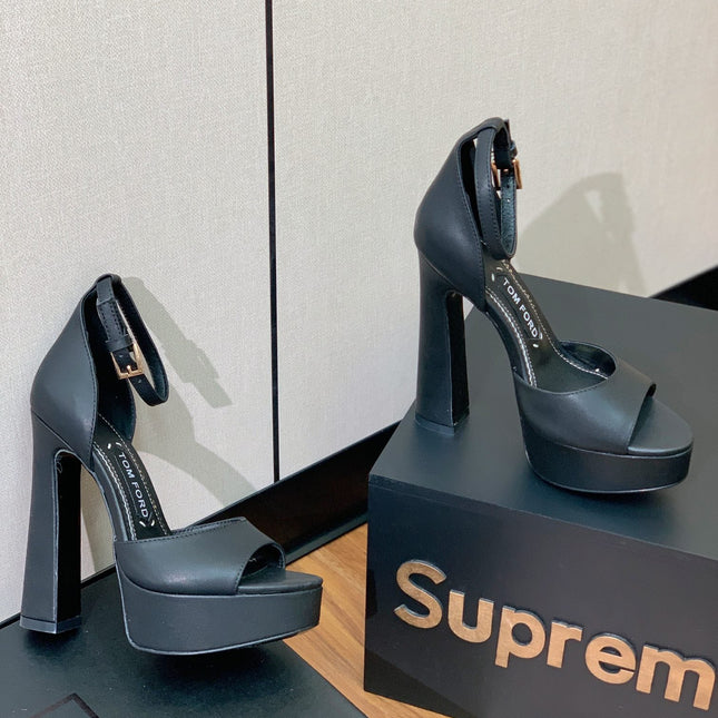 HIGH HEEL 14.5 CM SANDALS IN BLACK CALFSKIN