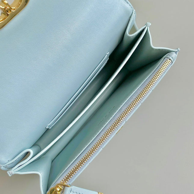 MISS CARO 17 CHAIN BAG IN LIGHT BLUE LAMBSKIN