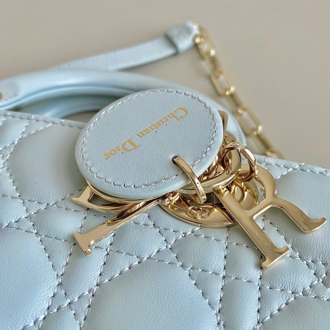 D-JOY BAG 22 IN LIGHT BLUE LAMBSKIN