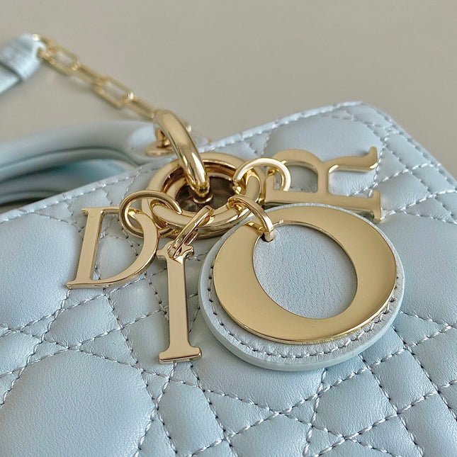 D-JOY BAG 22 IN LIGHT BLUE LAMBSKIN