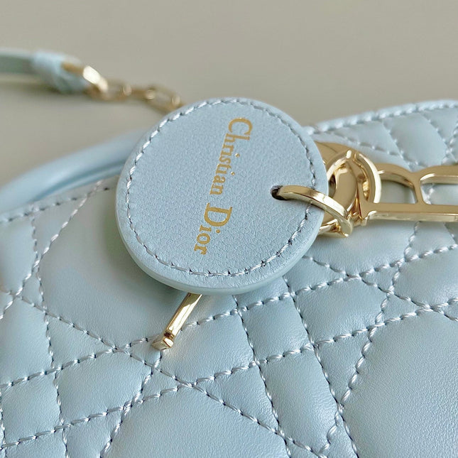 MINI D-JOY BAG 17 IN LIGHT BLUE LAMBSKIN