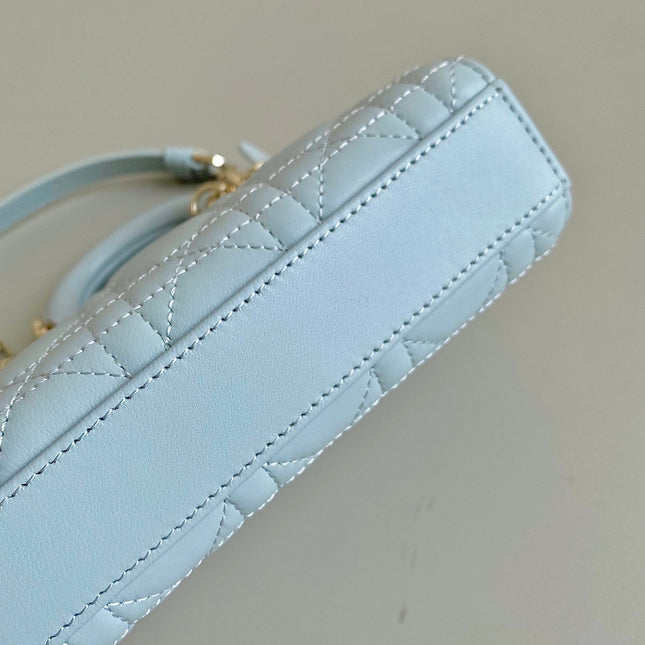 MINI D-JOY BAG 17 IN LIGHT BLUE LAMBSKIN