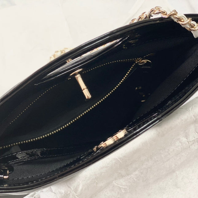 CC MINI 23 SHOPPING BAG IN GLOSSY BLACK MIX WHITE CALFSKIN