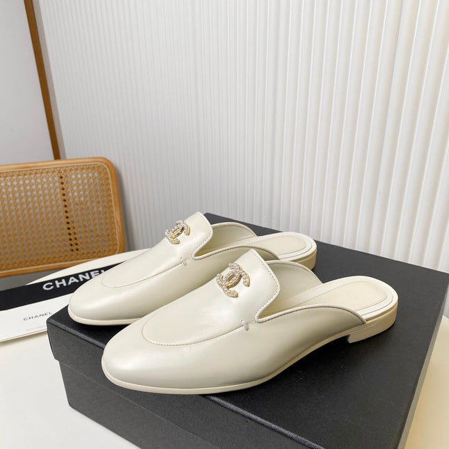 FLAT MULE IN WHITE LAMBSKIN 983819