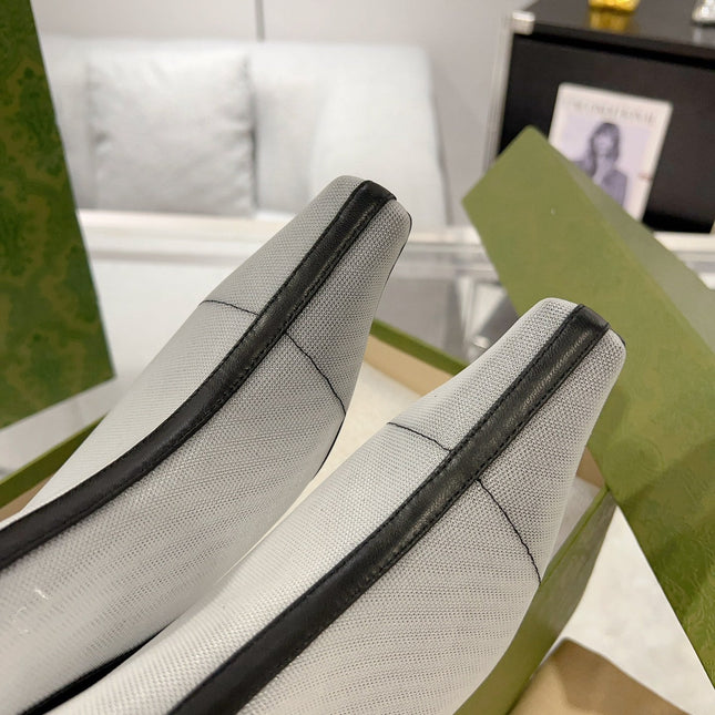 GG ANKLE BOOTS IN WHITE MIX BLACK MESH AND SHEEPSKIN