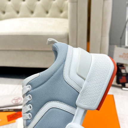 GIGA SNEAKER IN POWDER BLUE STITCHED MESH AND WHITE CALFSKIN
