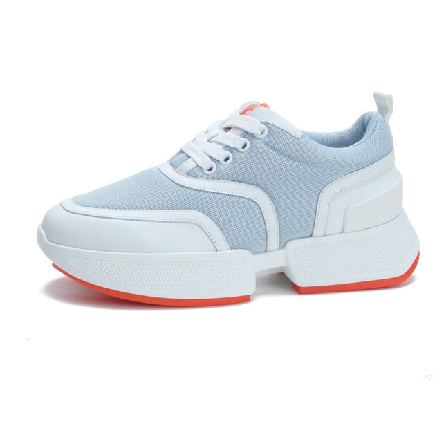 GIGA SNEAKER IN POWDER BLUE STITCHED MESH AND WHITE CALFSKIN