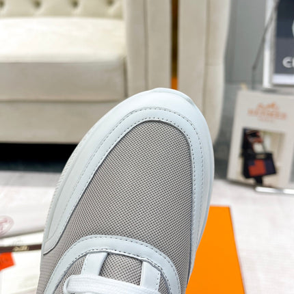 GIGA SNEAKER IN HARBOR GRAY STITCHED MESH AND WHITE CALFSKIN
