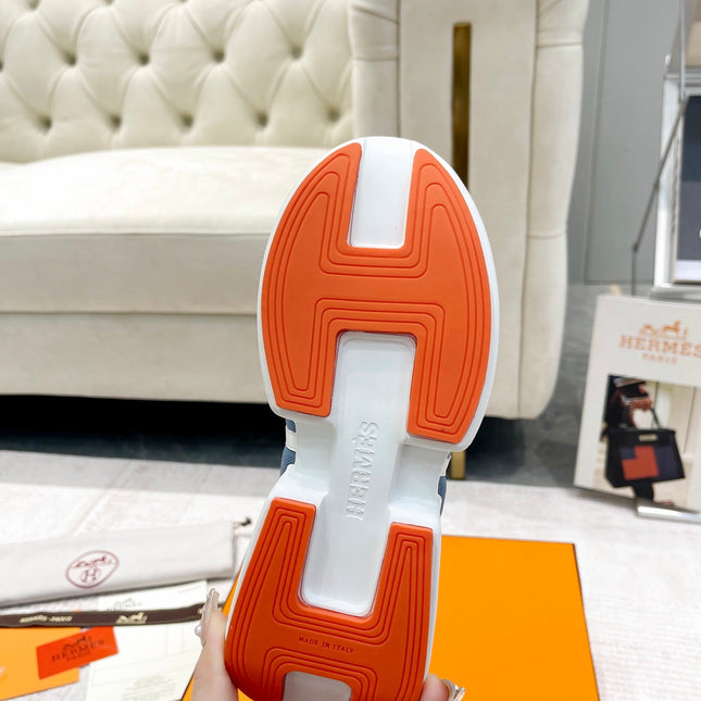 GIGA SNEAKER IN AEGEAN BLUE STITCHED MESH AND WHITE CALFSKIN