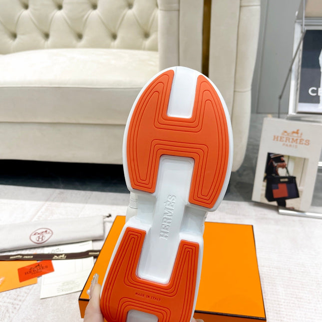 GIGA SNEAKER IN WHITE CREAM STITCHED MESH AND CALFSKIN