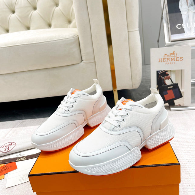 GIGA SNEAKER IN WHITE CREAM STITCHED MESH AND CALFSKIN