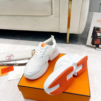 GIGA SNEAKER IN WHITE CREAM STITCHED MESH AND CALFSKIN