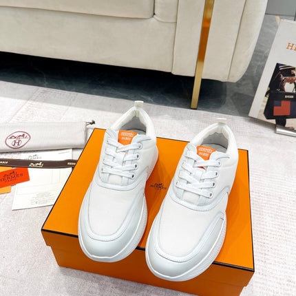 GIGA SNEAKER IN WHITE CREAM STITCHED MESH AND CALFSKIN