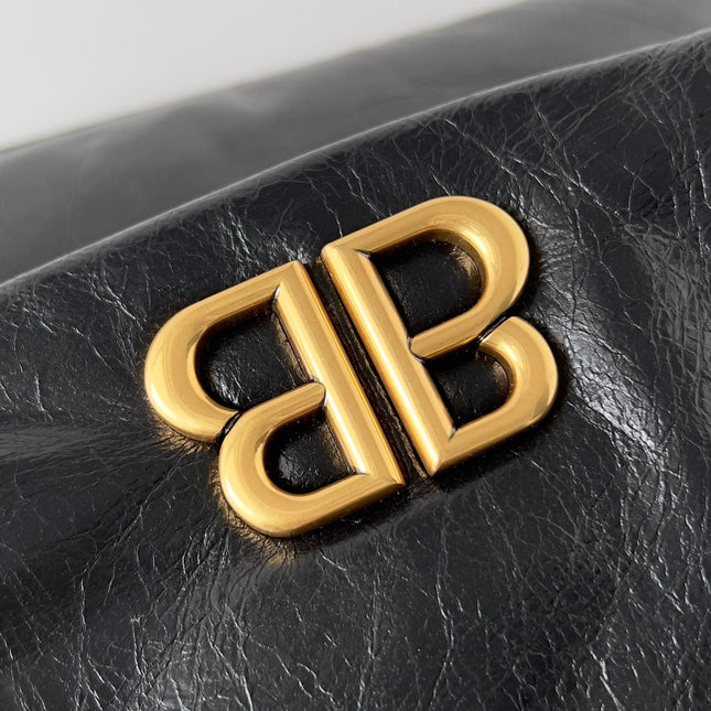 MONACO SMALL BAG 28 IN BLACK ARENA CALFSKIN GOLD HARDWARE