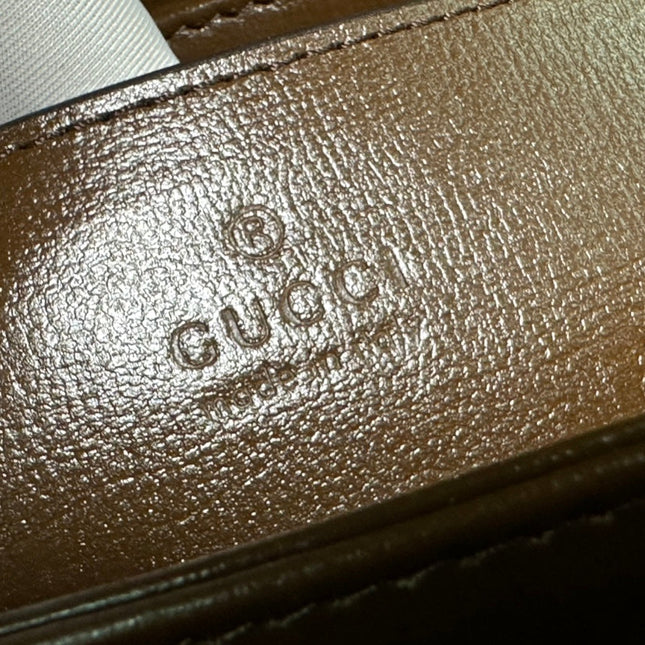 GG 18 HORSEBIT 1955 MINI BAG BEIGE CANVAS AND EBONY CALFSKIN