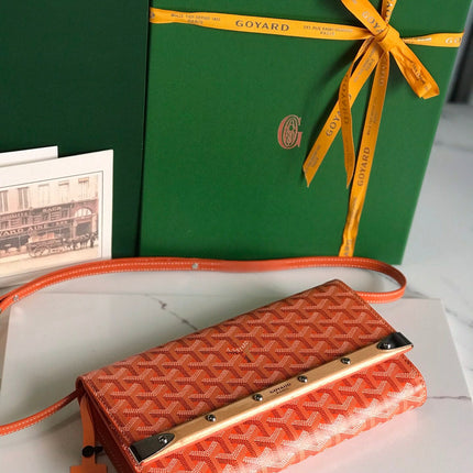 MONTE-CARLO PM CLUTCH 25 IN ORANGE GOYARDINE CANVAS
