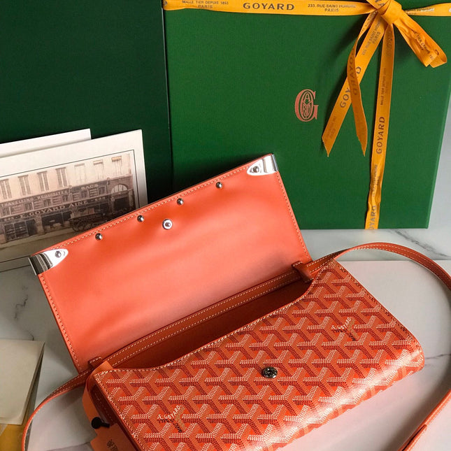 MONTE-CARLO PM CLUTCH 25 IN ORANGE GOYARDINE CANVAS