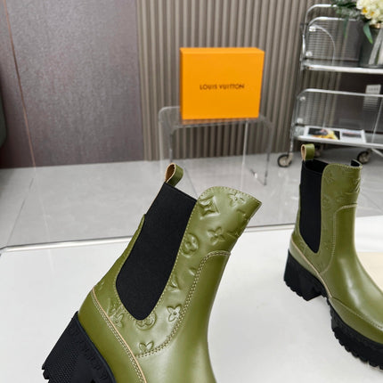 LV WOMEN SHORT BOOT IN DARK OLIVE GREEN CALFSKIN