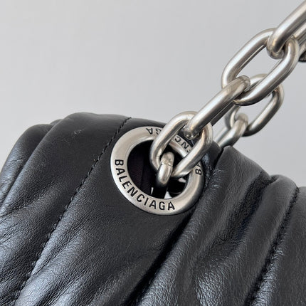 MONACO BAG 43 IN BLACK QUILTED THIN CALFSKIN SILVER HARDWARE