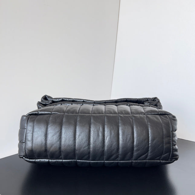 MONACO BAG 32 IN BLACK QUILTED THIN CALFSKIN SILVER HARDWARE
