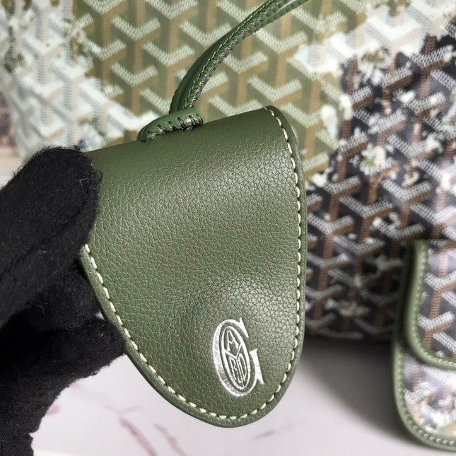 SAINT LOUIS PM BAG 34 IN GREEN MIX BLACK GOYARDINE CANVAS