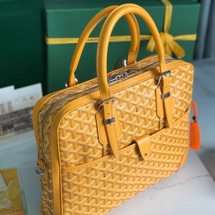 AMBASSADE DOCUMENT CASE 35 IN YELLOW GOYARDINE CANVAS