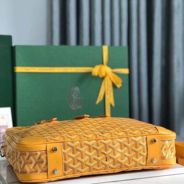 AMBASSADE DOCUMENT CASE 35 IN YELLOW GOYARDINE CANVAS