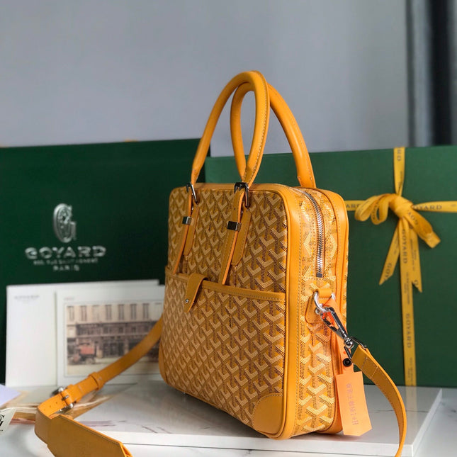 AMBASSADE DOCUMENT CASE 35 IN YELLOW GOYARDINE CANVAS