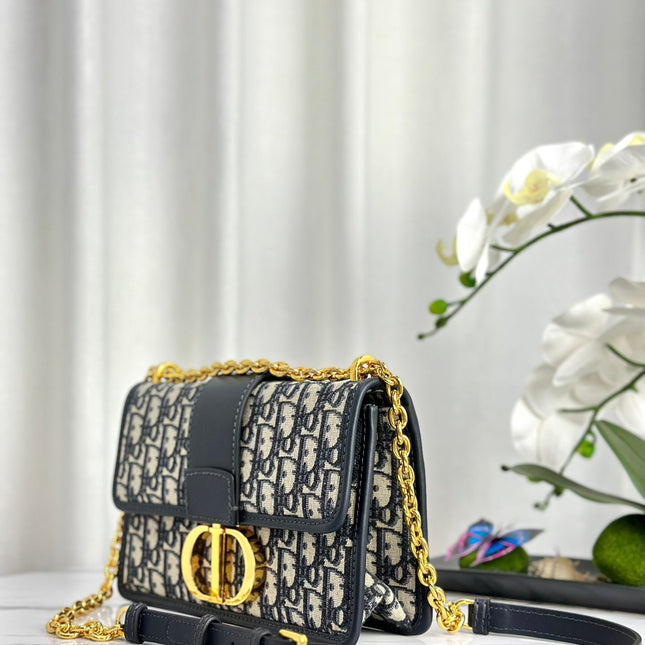 MONTAIGNE 25 BAG IN  BLUE OBLIQUE JACQUARD