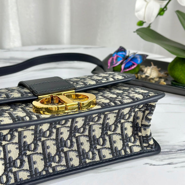MONTAIGNE 25 BAG IN  BLUE OBLIQUE JACQUARD