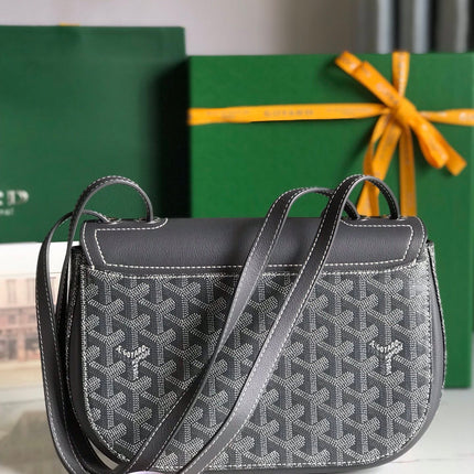 233 BAG 25 IN GRAY CALFKIN AND GOYARDINE CANVAS