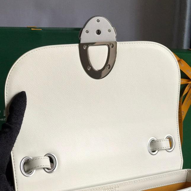 233 BAG 25 IN WHITE CALFKIN AND GOYARDINE CANVAS
