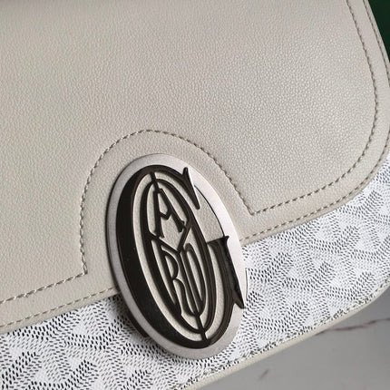 233 BAG 25 IN WHITE CALFKIN AND GOYARDINE CANVAS