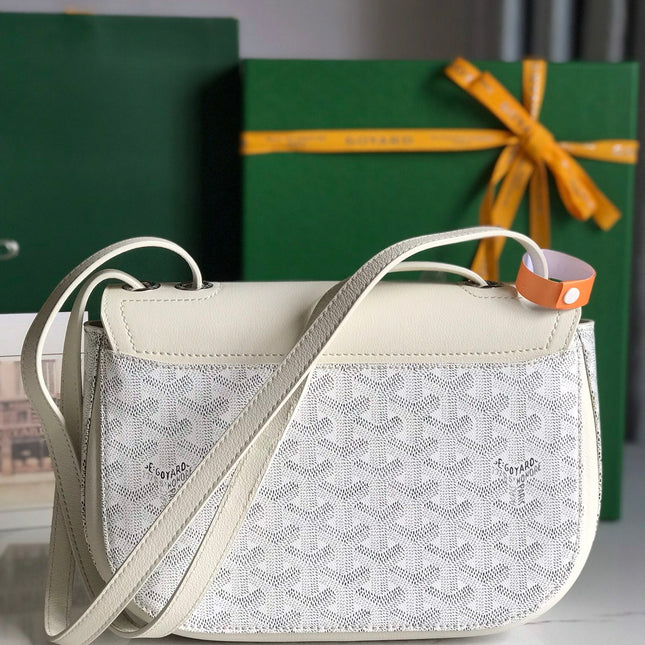 233 BAG 25 IN WHITE CALFKIN AND GOYARDINE CANVAS