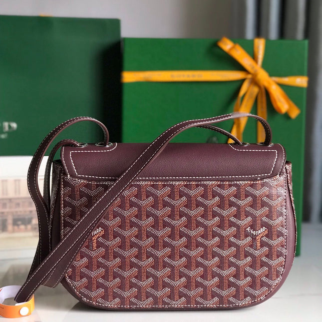 233 BAG 25 IN WINE RED CALFKIN AND GOYARDINE CANVAS
