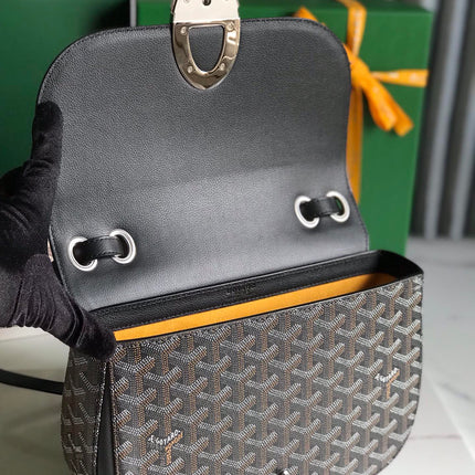 233 BAG 25 IN BLACK CALFKIN AND GOYARDINE CANVAS