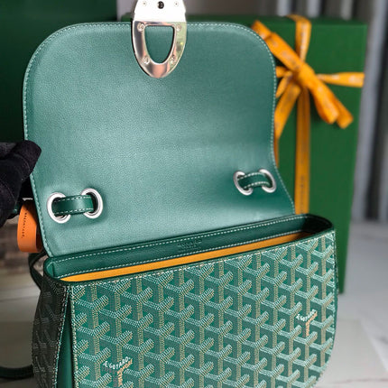 233 BAG 25 IN GREEN CALFKIN AND GOYARDINE CANVAS
