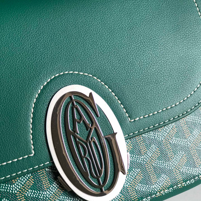 233 BAG 25 IN GREEN CALFKIN AND GOYARDINE CANVAS