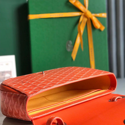 233 BAG 25 IN ORANGE CALFKIN AND GOYARDINE CANVAS