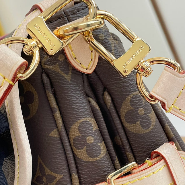 SAUMUR BB 20 BROWN MONOGRAM CANVAS AND LEATHER TRIM GOLD HARDWARE