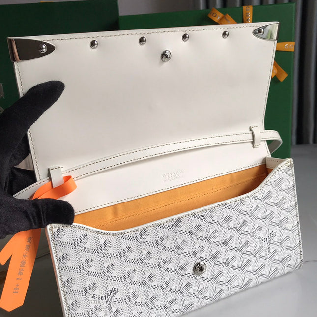 MONTE-CARLO PM CLUTCH 25 IN WHITE GOYARDINE CANVAS