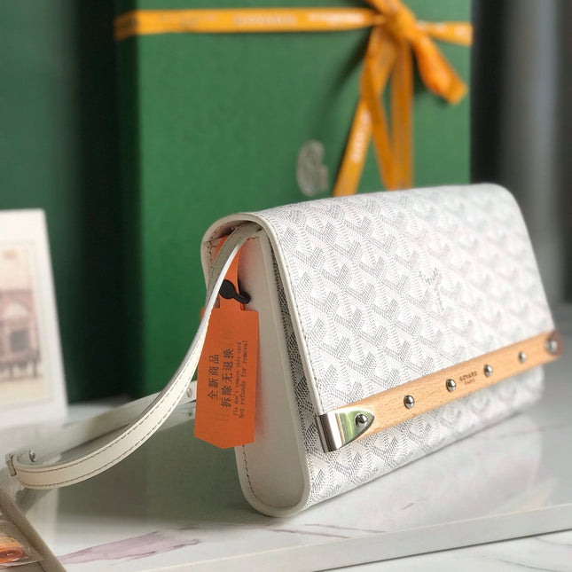 MONTE-CARLO PM CLUTCH 25 IN WHITE GOYARDINE CANVAS