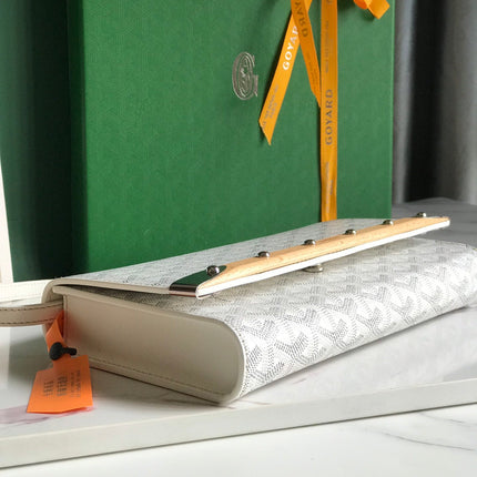 MONTE-CARLO PM CLUTCH 25 IN WHITE GOYARDINE CANVAS