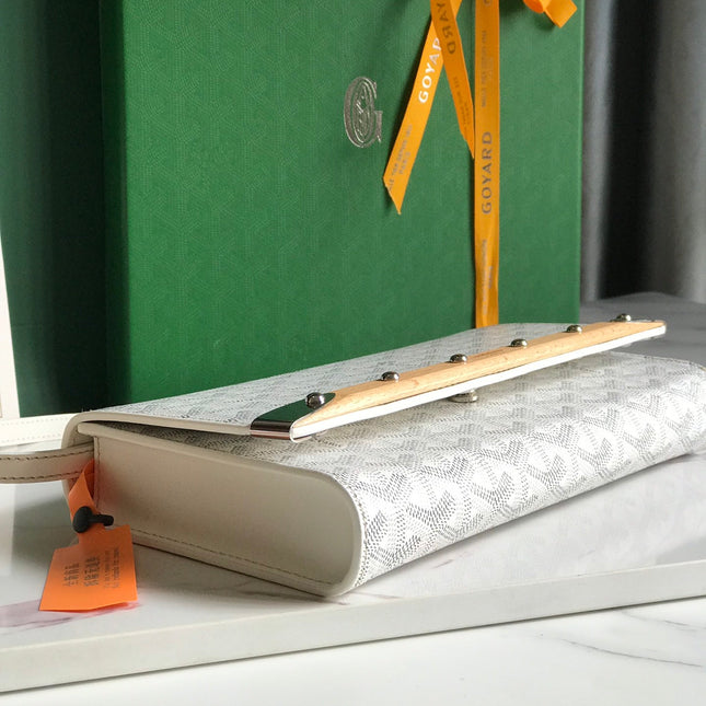 MONTE-CARLO PM CLUTCH 25 IN WHITE GOYARDINE CANVAS